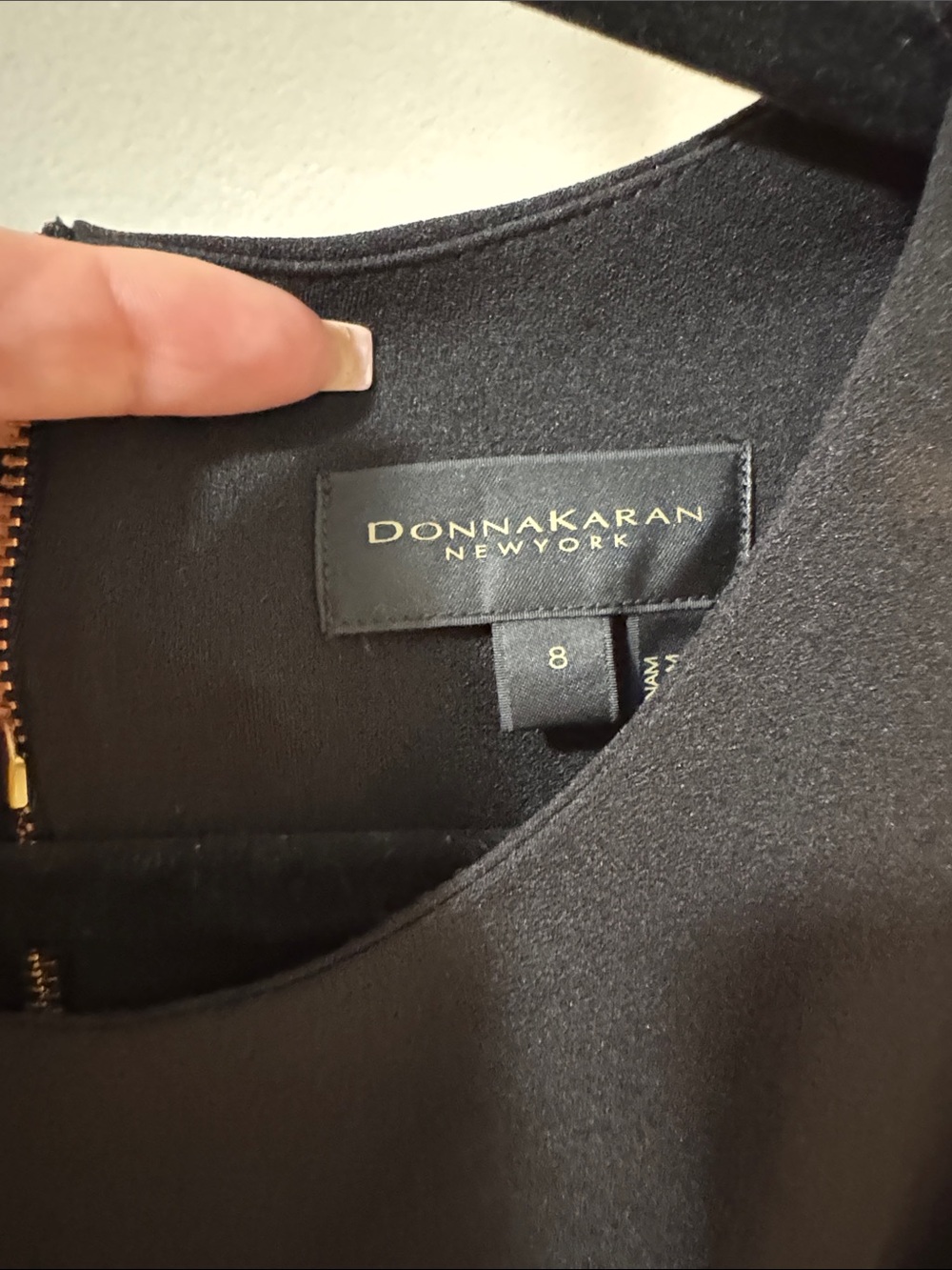 Donna Karan Black Asymmetrical Dress with Gold Buckle Detail - Picture 3 of 4